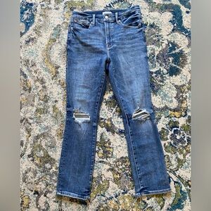 Good American Women’s Straight Leg Ripped Jeans